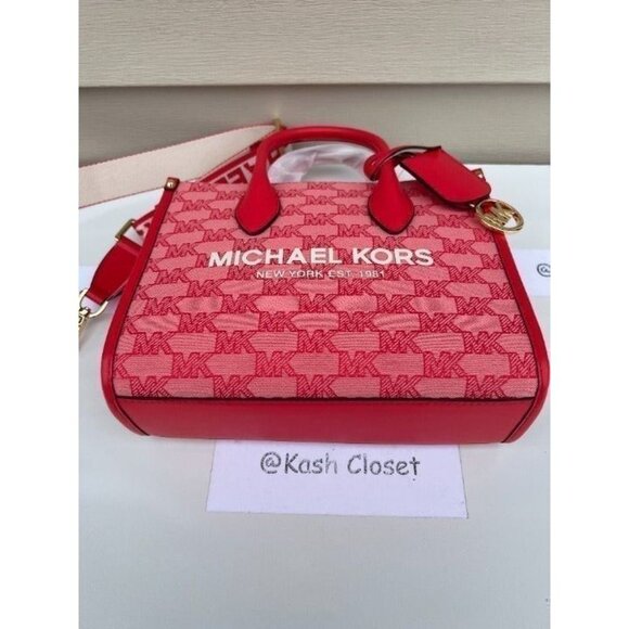 Michael Kors tote mirella small shopper top zip handbag crossbody bag Grapefruit - Picture 6 of 12